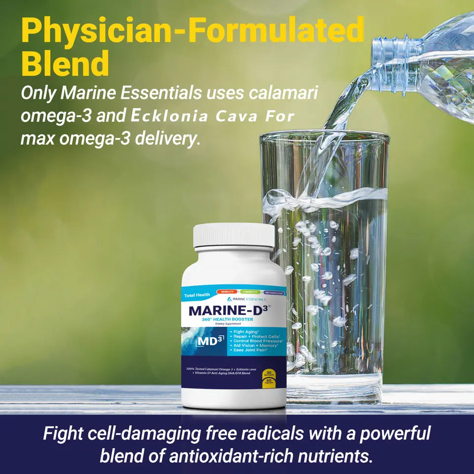 Marine Essentials | Marine-D3 | Anti-Aging | Omega-3 | 6 Bottles (360 Capsules) - Project New Hope New York Inc