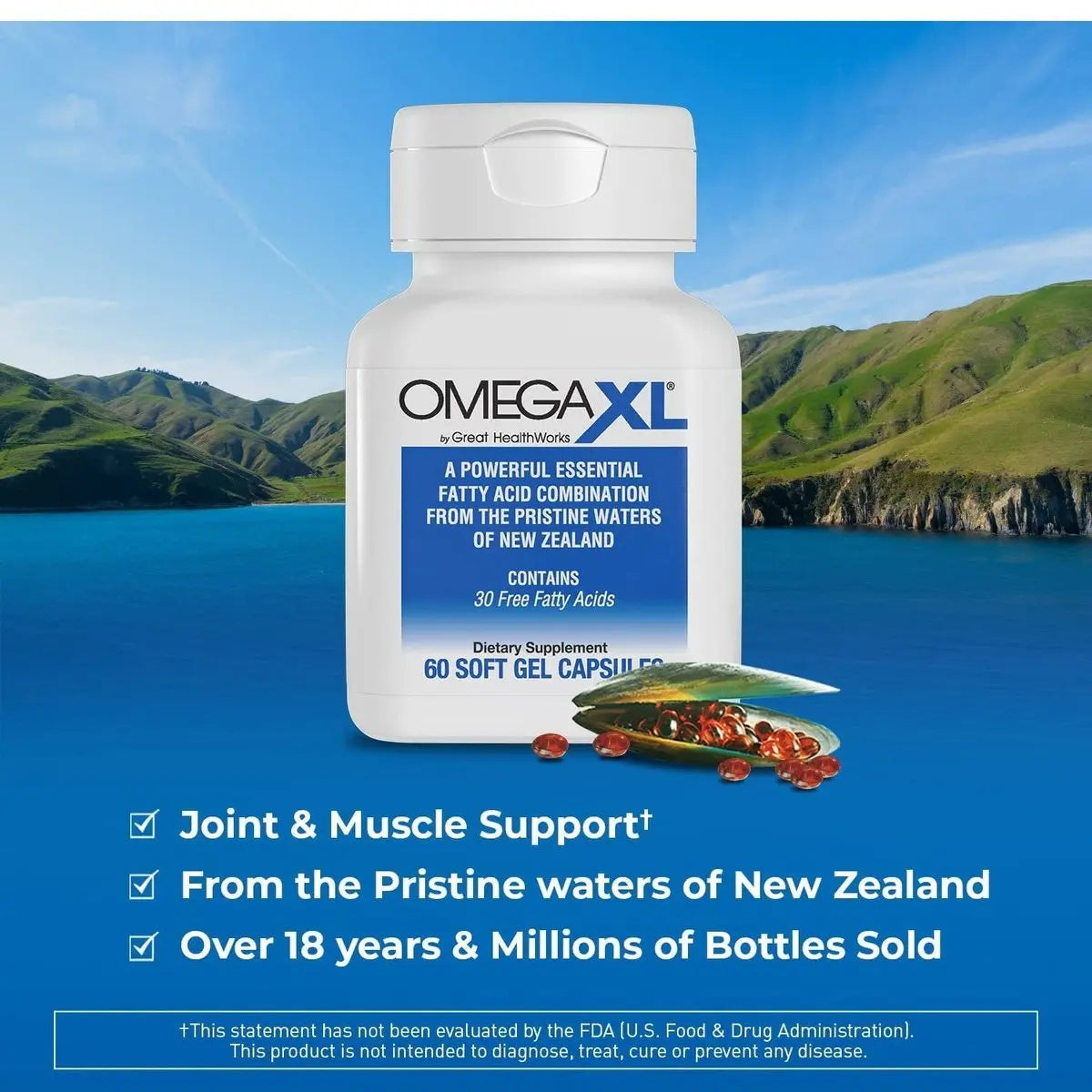 OmegaXL 120 Softgels (60 x 2 Pack) & VitaminXL D3 High Potency Daily Vitamin D 5000 IU 125mcg(30 Softgels) - Project New Hope New York Inc