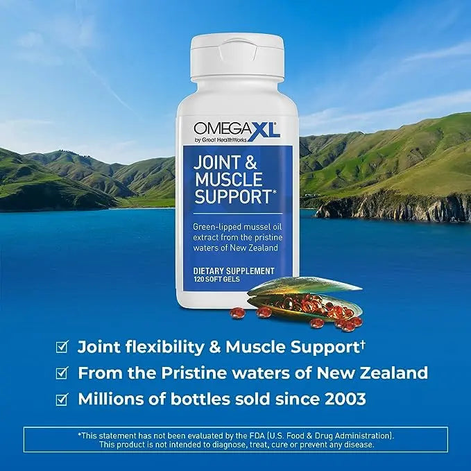 New Omega XL 120 Capsules Gluten Free Green Lipped Mussel  Omega 3 - Project New Hope New York Inc