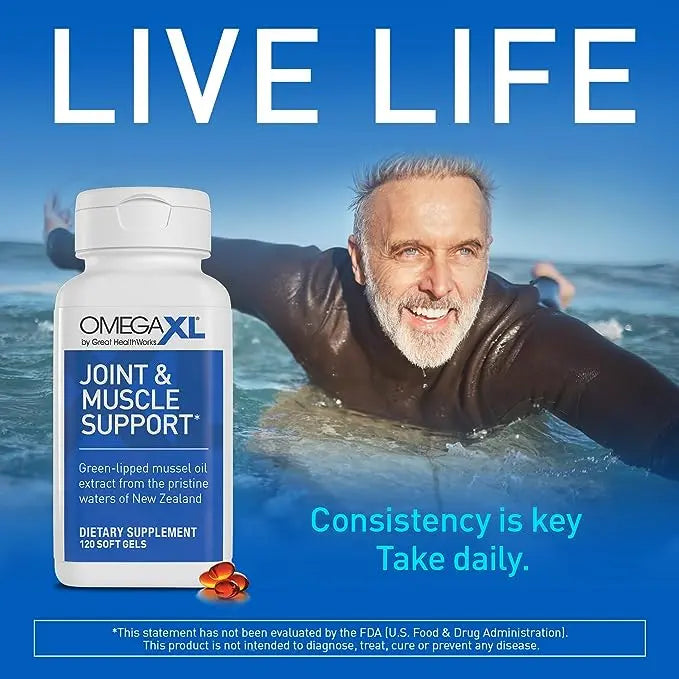 New Omega XL 120 Capsules Gluten Free Green Lipped Mussel  Omega 3 - Project New Hope New York Inc