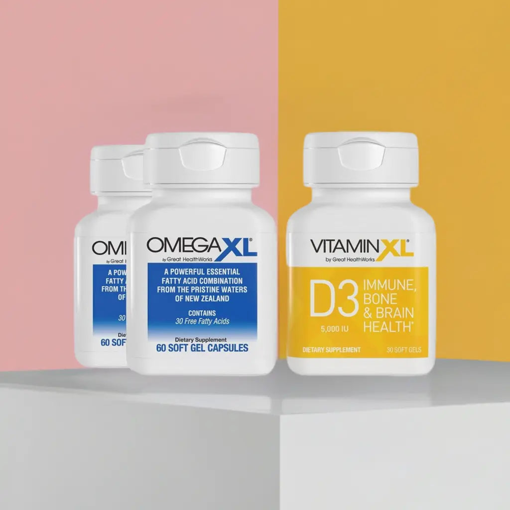 OmegaXL 120 Softgels (60 x 2 Pack) & VitaminXL D3 High Potency Daily Vitamin D 5000 IU 125mcg(30 Softgels) - Project New Hope New York Inc