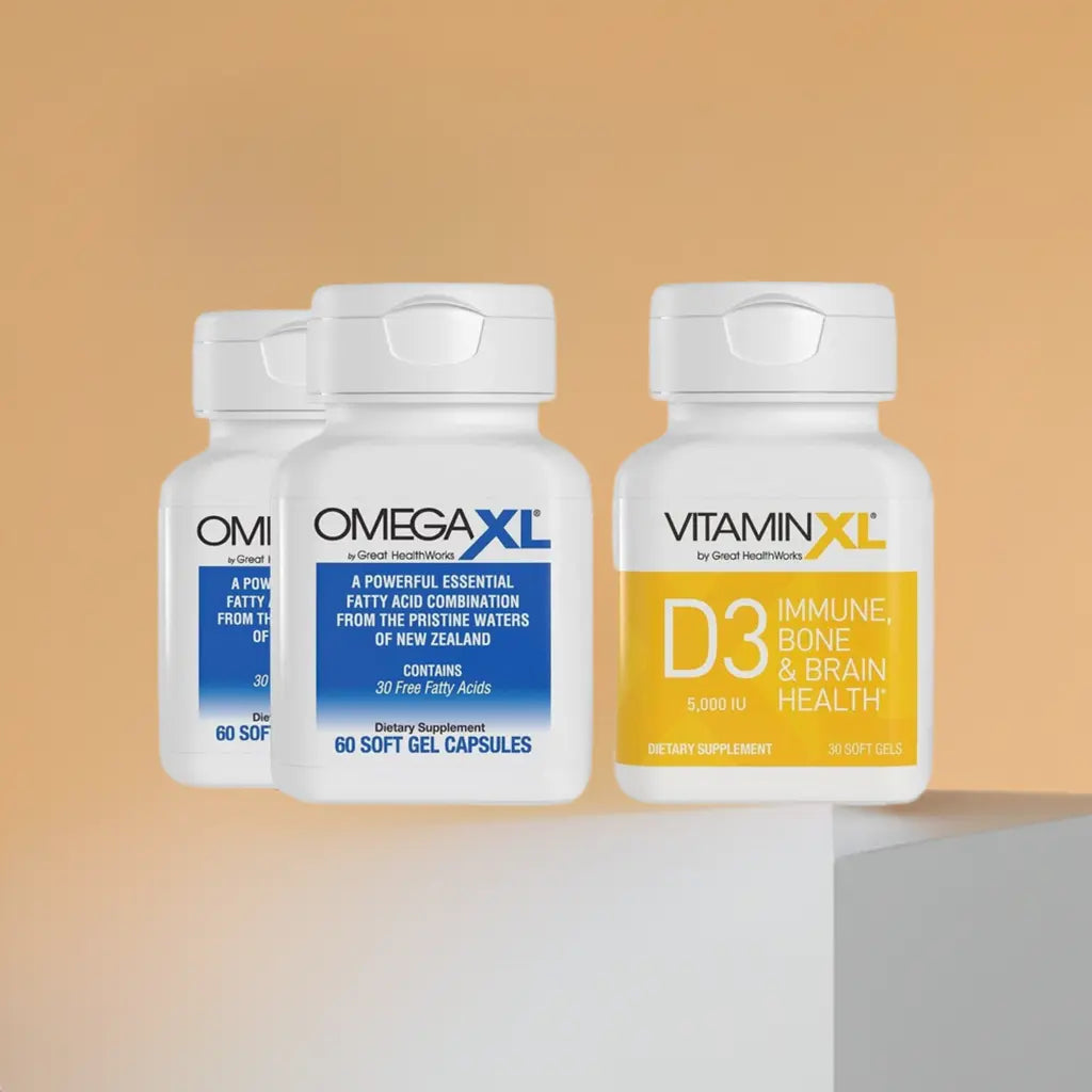 OmegaXL 120 Softgels (60 x 2 Pack) & VitaminXL D3 High Potency Daily Vitamin D 5000 IU 125mcg(30 Softgels) - Project New Hope New York Inc
