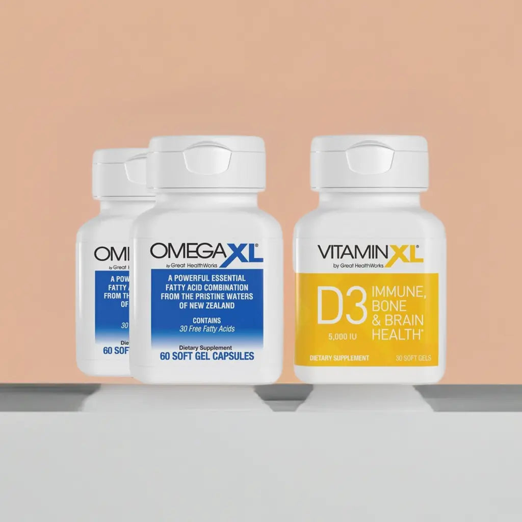 OmegaXL 120 Softgels (60 x 2 Pack) & VitaminXL D3 High Potency Daily Vitamin D 5000 IU 125mcg(30 Softgels) - Project New Hope New York Inc